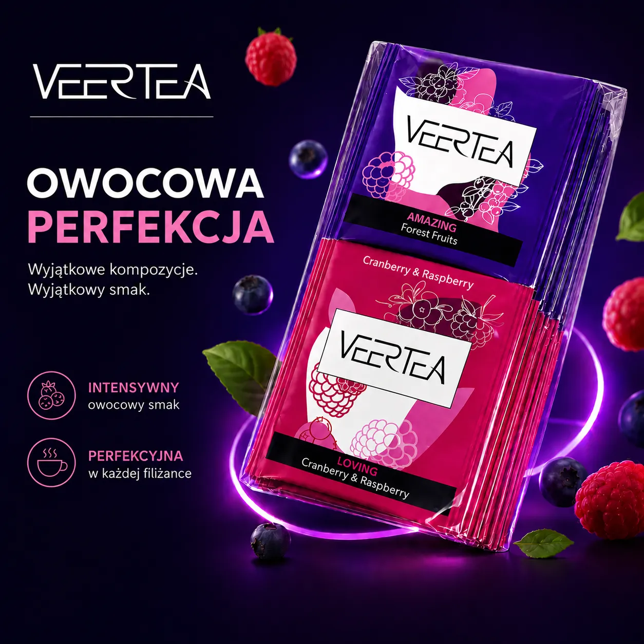 Zestaw herbat owoce lesne malina z żurawiną 30 kopert